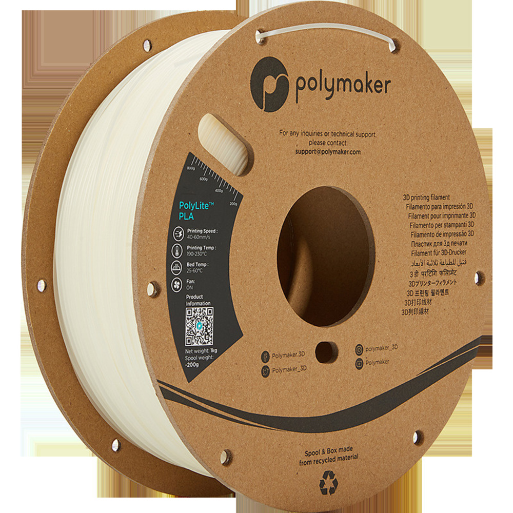 Polymaker PLA-Filament PolyLite, durchsichtig, 1,75 mm, 1 kg