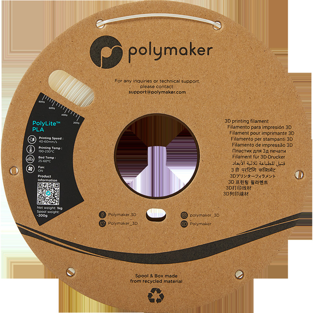 Polymaker PLA-Filament PolyLite, durchsichtig, 1,75 mm, 1 kg