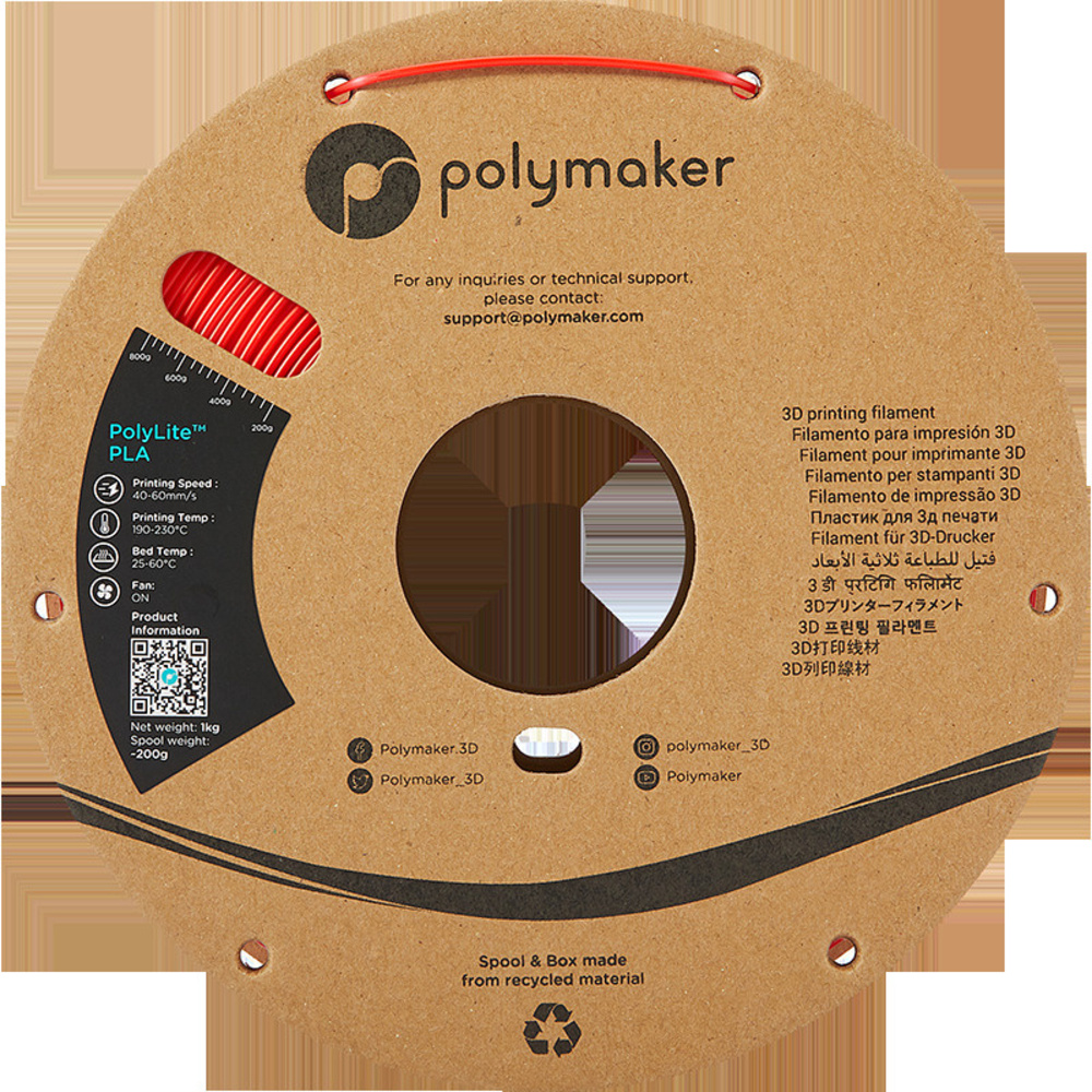 Polymaker PLA-Filament PolyLite, rot, 1,75 mm, 1 kg