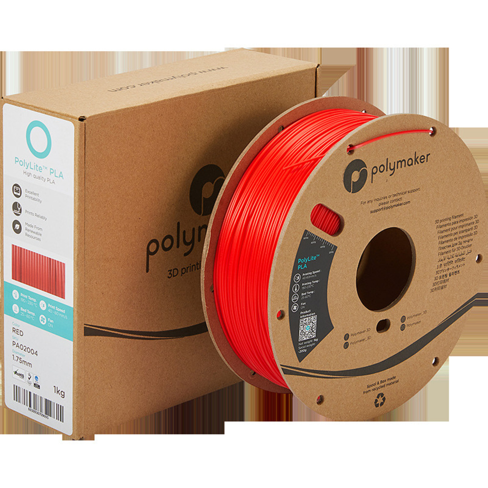 Polymaker PLA-Filament PolyLite, rot, 1,75 mm, 1 kg