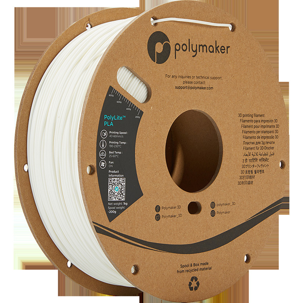 Polymaker PLA-Filament PolyLite, weiß, 1,75 mm, 1 kg