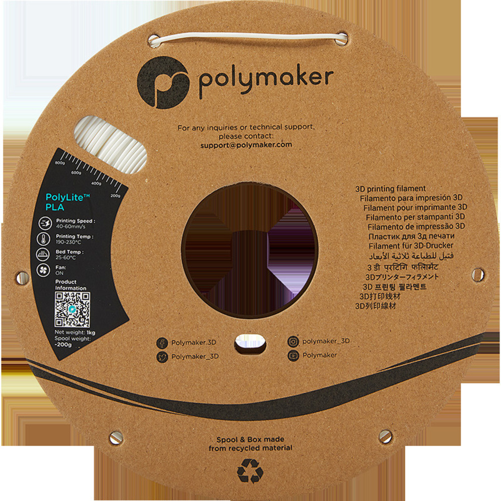 Polymaker PLA-Filament PolyLite, weiß, 1,75 mm, 1 kg