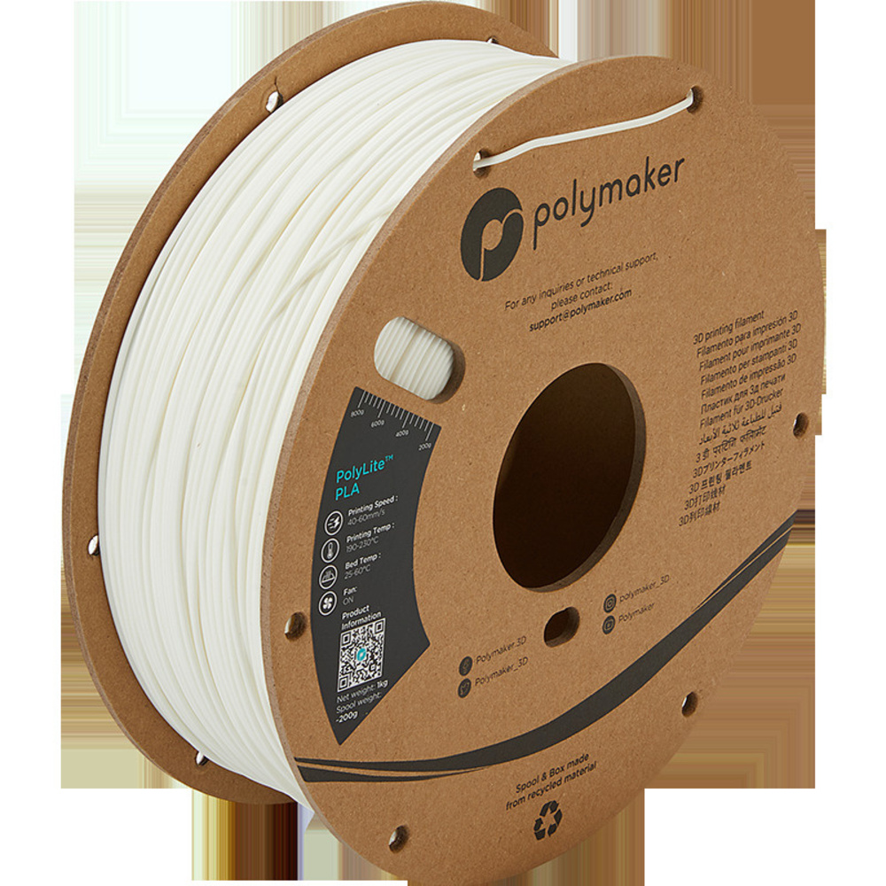 Polymaker PLA-Filament PolyLite, weiß, 1,75 mm, 1 kg