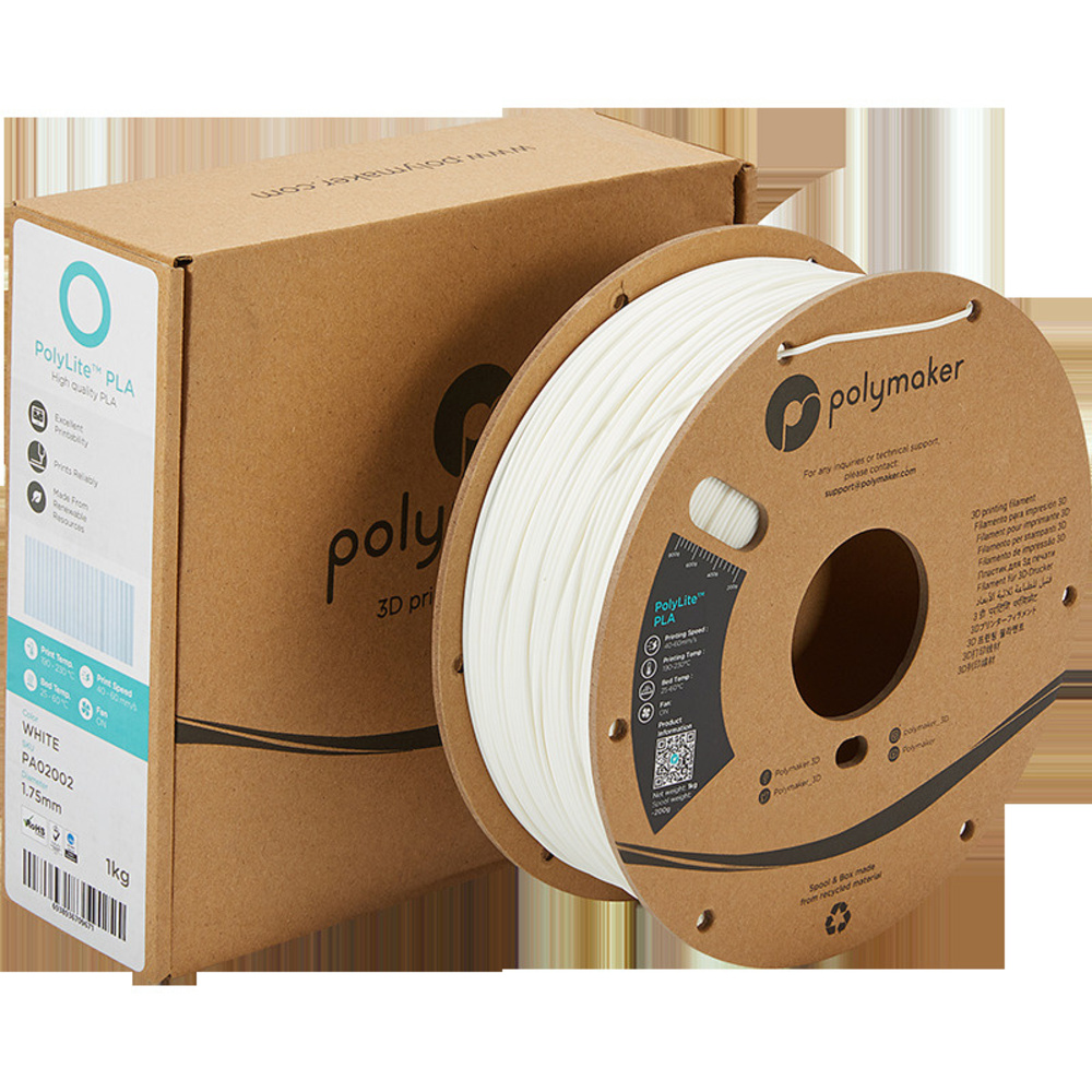 Polymaker PLA-Filament PolyLite, weiß, 1,75 mm, 1 kg