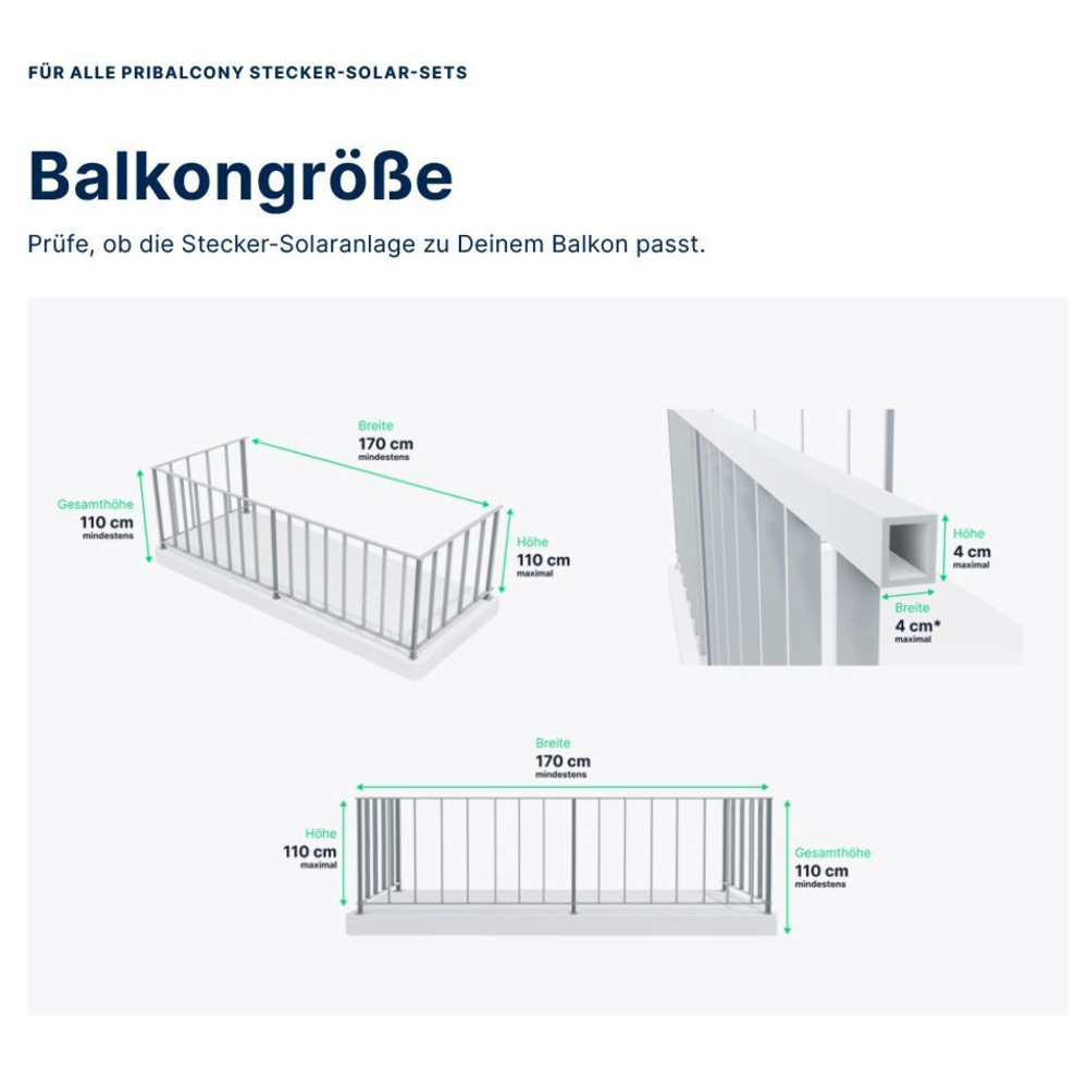 Steckerfertiges Balkonkraftwerk –BALKON– 880 Wp, 600-W-Wechselrichter, 10-m-AC-Kabel