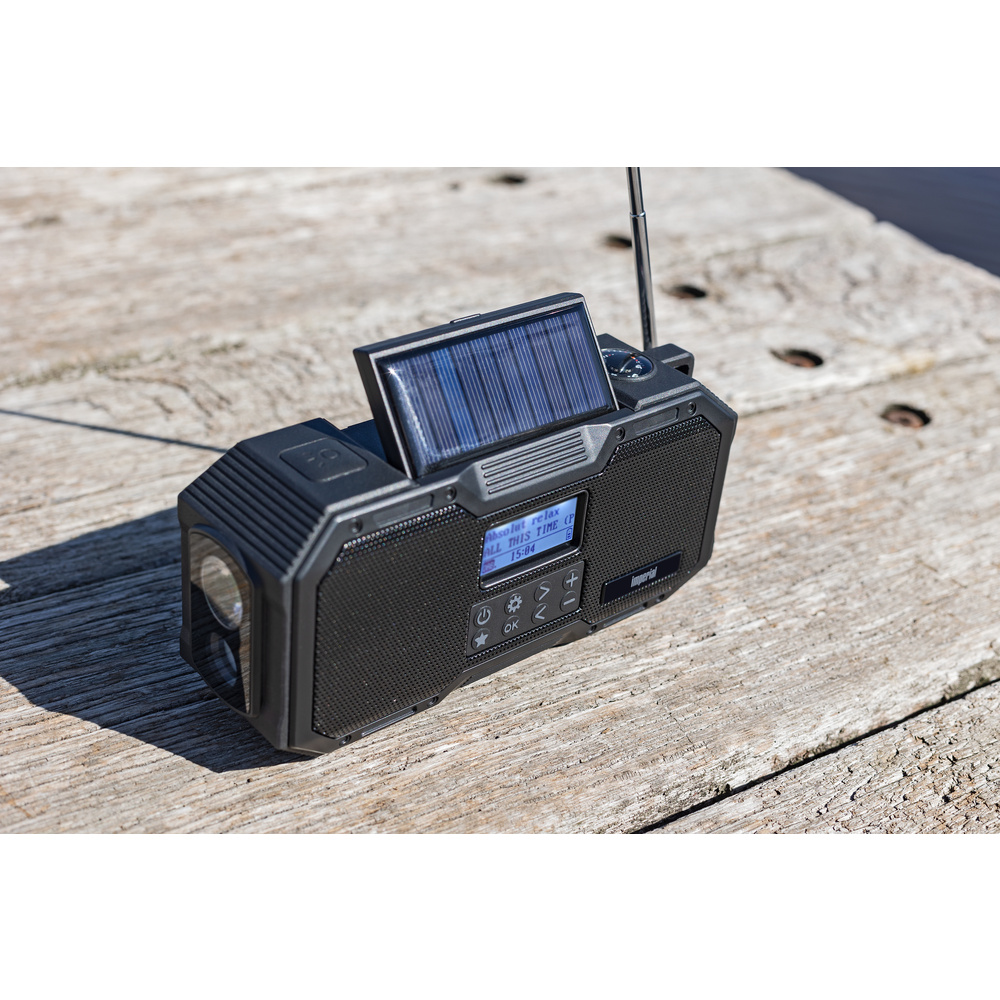 Imperial Kurbelradio OR1, UKW/DAB+, Solar-Panel, Handkurbel, Akkubetrieb, LED-Leuchte, Bluetooth