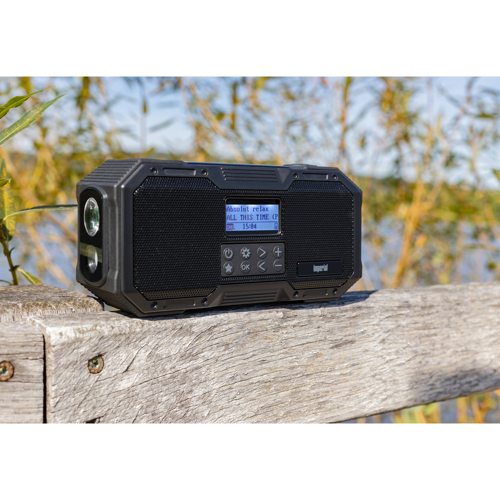 Imperial Kurbelradio OR1, UKW/DAB+, Solar-Panel, Handkurbel, Akkubetrieb, LED-Leuchte, Bluetooth