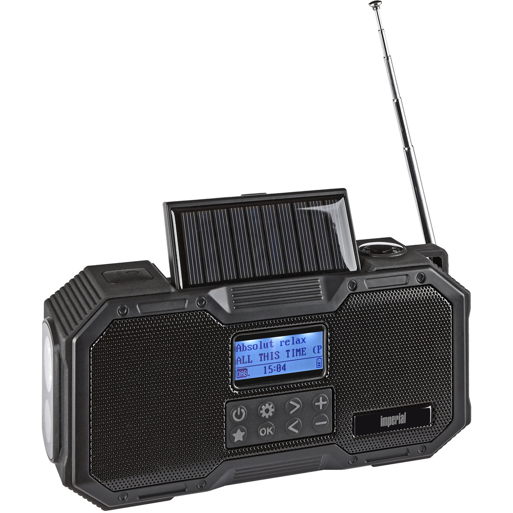 Imperial Kurbelradio OR1, UKW/DAB+, Solar-Panel, Handkurbel, Akkubetrieb, LED-Leuchte, Bluetooth