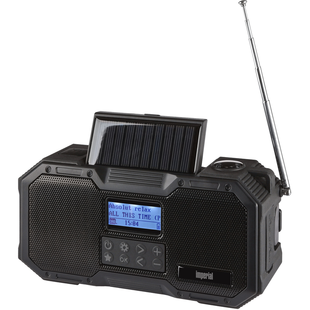 Imperial Kurbelradio OR1, UKW/DAB+, Solar-Panel, Handkurbel, Akkubetrieb, LED-Leuchte, Bluetooth