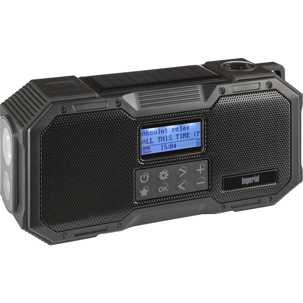 Imperial Kurbelradio OR1, UKW/DAB+, Solar-Panel, Handkurbel, Akkubetrieb, LED-Leuchte, Bluetooth