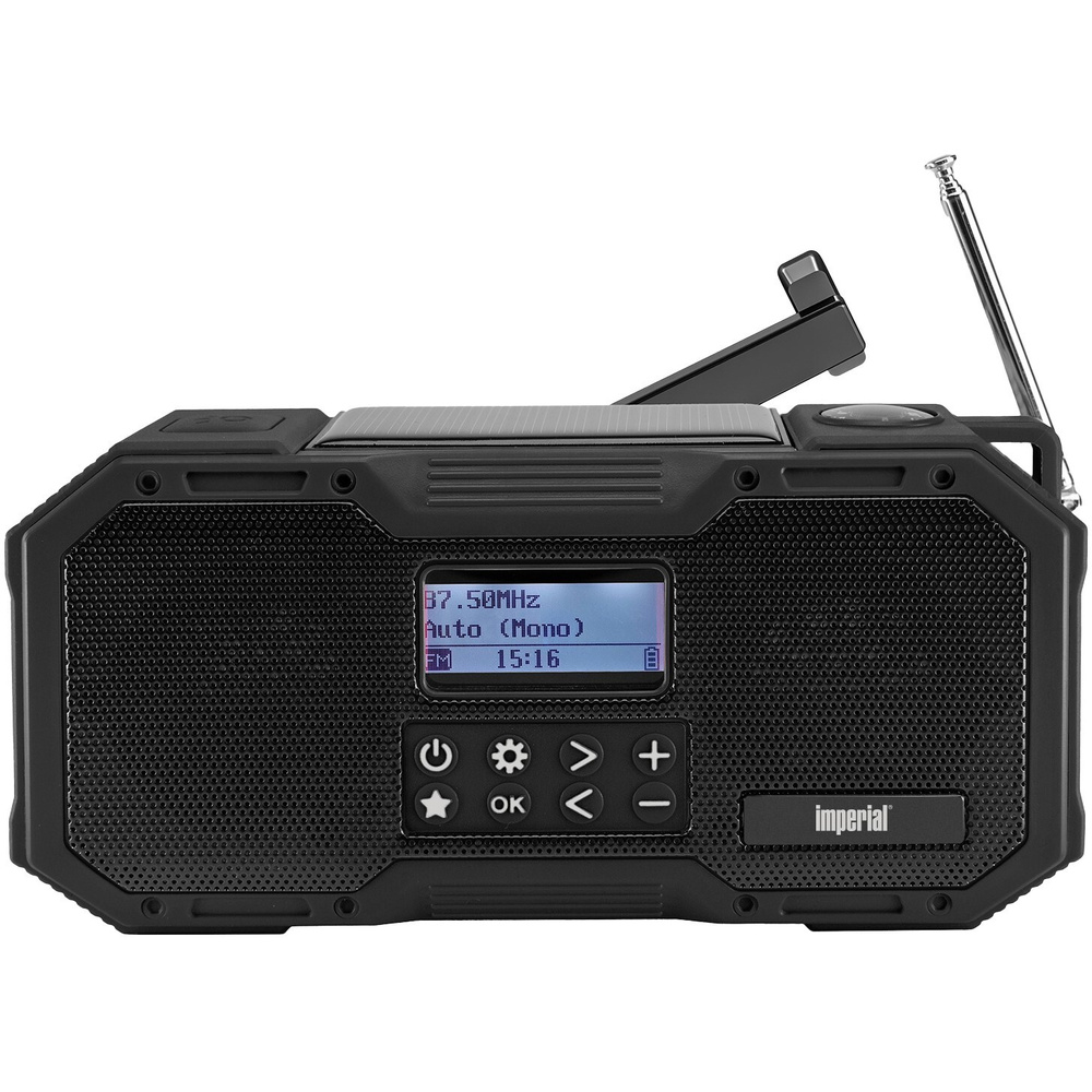 Imperial Kurbelradio OR1, UKW/DAB+, Solar-Panel, Handkurbel, Akkubetrieb, LED-Leuchte, Bluetooth