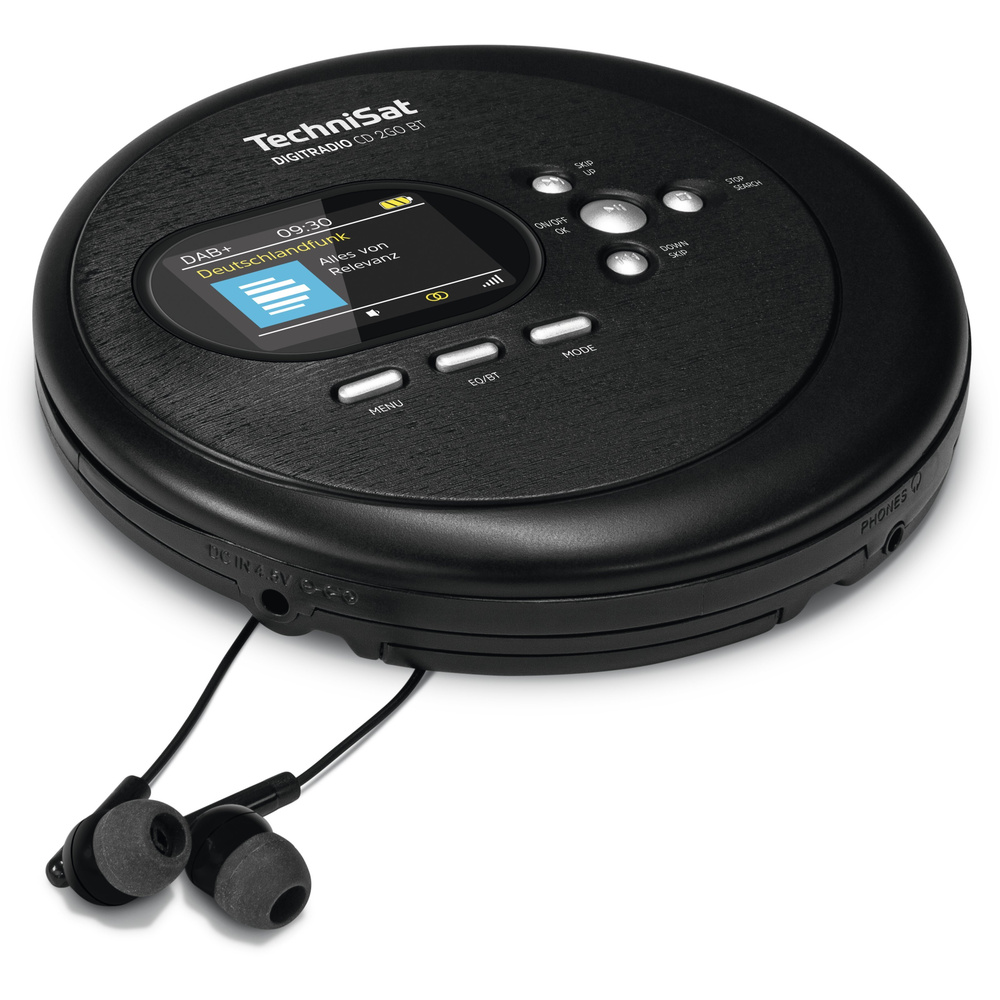 TechniSat Portabler CD-Player DIGITRADIO CD 2GO BT, Akku, Bluetooth, DAB+/UKW-Radio, inkl. Kopfhörer