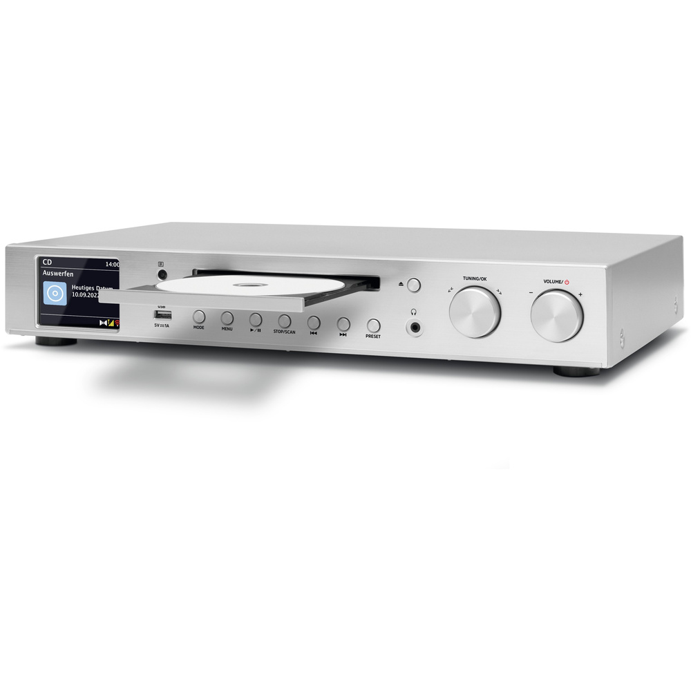 TechniSat Radio-Hi-Fi-Tuner DigitRadio 143 CD (V3), DAB+/UKW/Internetradio, Bluetooth, CD, silber