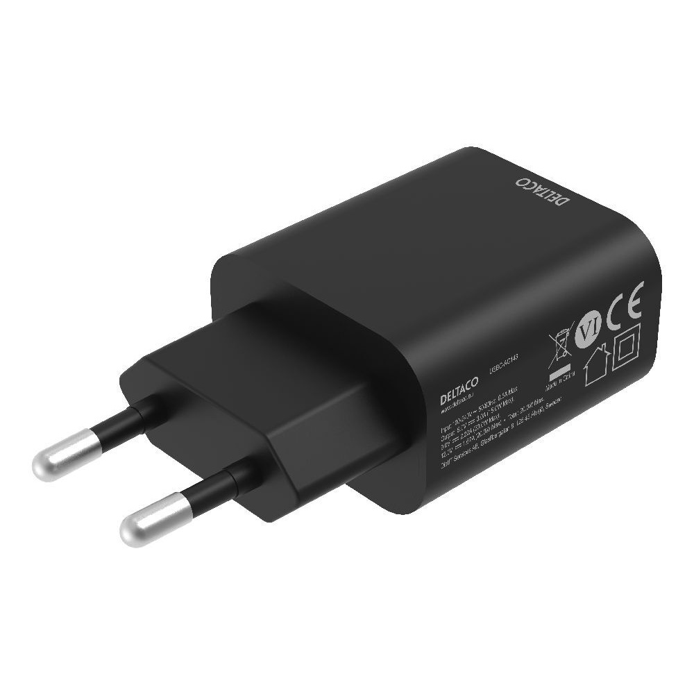 Deltaco USB-C-Schnell-Ladegerät USBC-AC143, 20 W mit Power Delivery