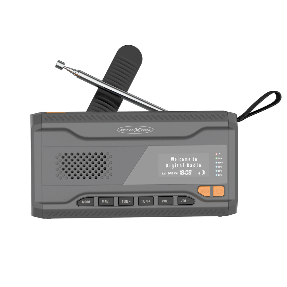 Reflexion Kurbelradio TRA562DAB, Solar-Panel, Handkurbel, Akkubetrieb, Taschenlampe, Bluetooth