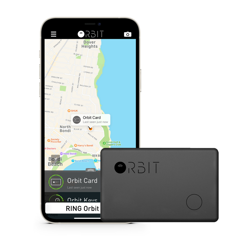 Orbit Brieftaschenfinder Card, Bluetooth, kompatibel mit iOS & Android, wasserdicht, schwarz