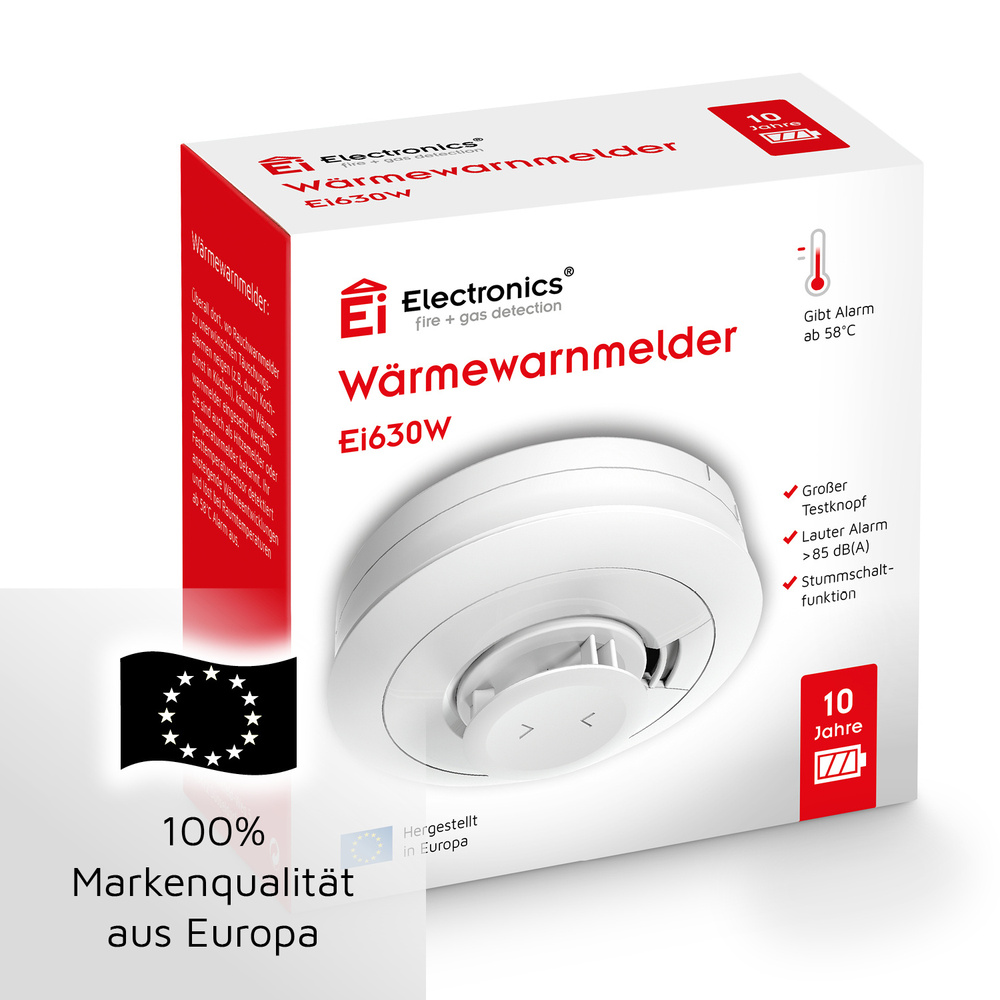 Ei Electronics Hitzewarnmelder / Wärmewarnmelder Ei630W, optional funkvernetzbar, 10-Jahres-Batterie