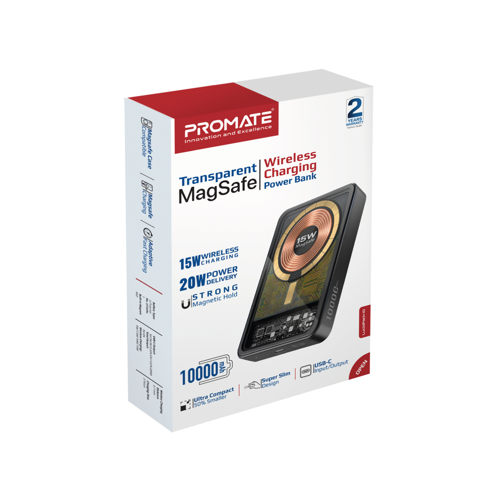 Promate Mag-Safe Wireless Charging Powerbank LucidPack-10 mit 10000 mAh und USB-C-Anschluss
