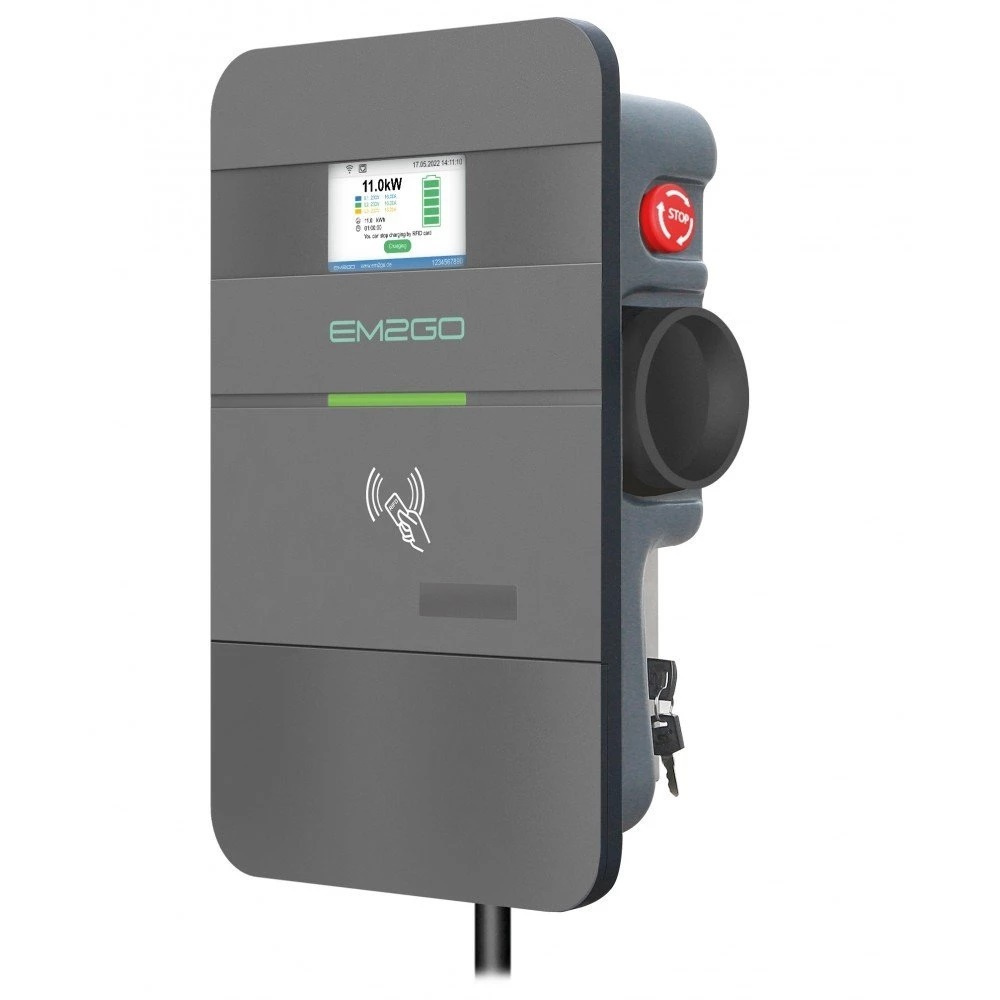 Em2Go Wallbox EMN011AC1BAB, 11 kW mit 7,5-m-Typ-2-Kabel, inkl. kostenlosem Backend-Zugang