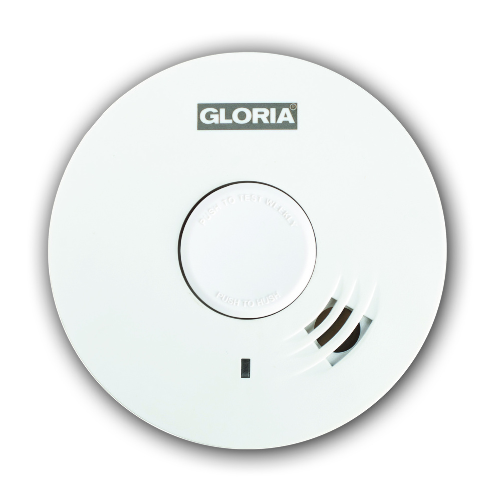 GLORIA Rauchwarnmelder R-10, 10-Jahres-Lithium-Batterie, 10 Jahre Herstellergarantie, Q-Label