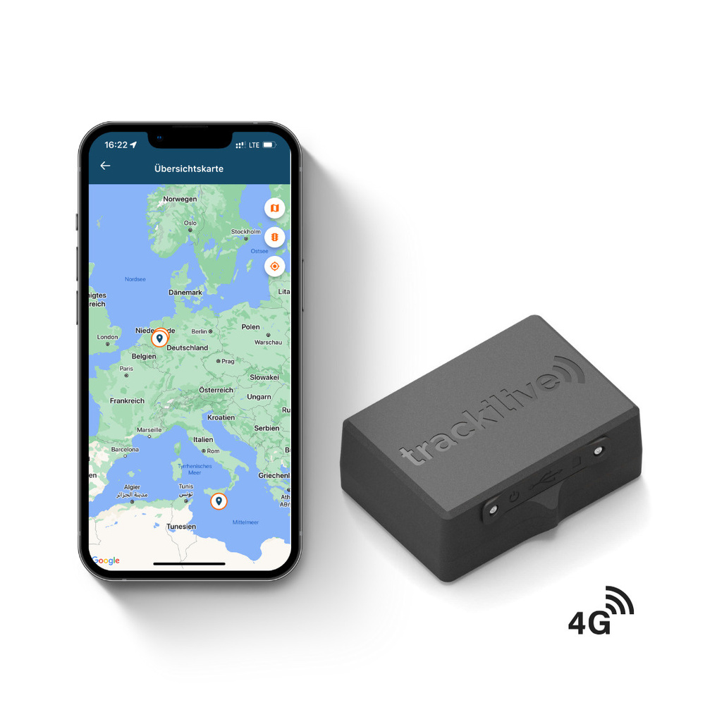 trackilive GPS-Tracker TL-60, 4G, mit Magnet & Lichtsensor, Geo-Fencing, 7800-mAh-Akku, IP68