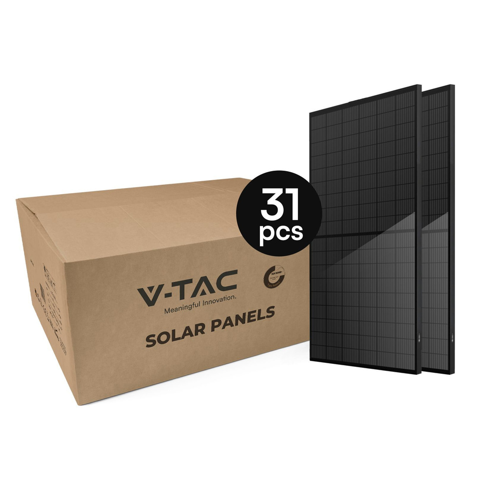 V-TAC PV-/Solar-Modul 410 Wp, Halbzellen Photovoltaik-Modul, 35-mm-Fullblack (31 Stück/Palette)