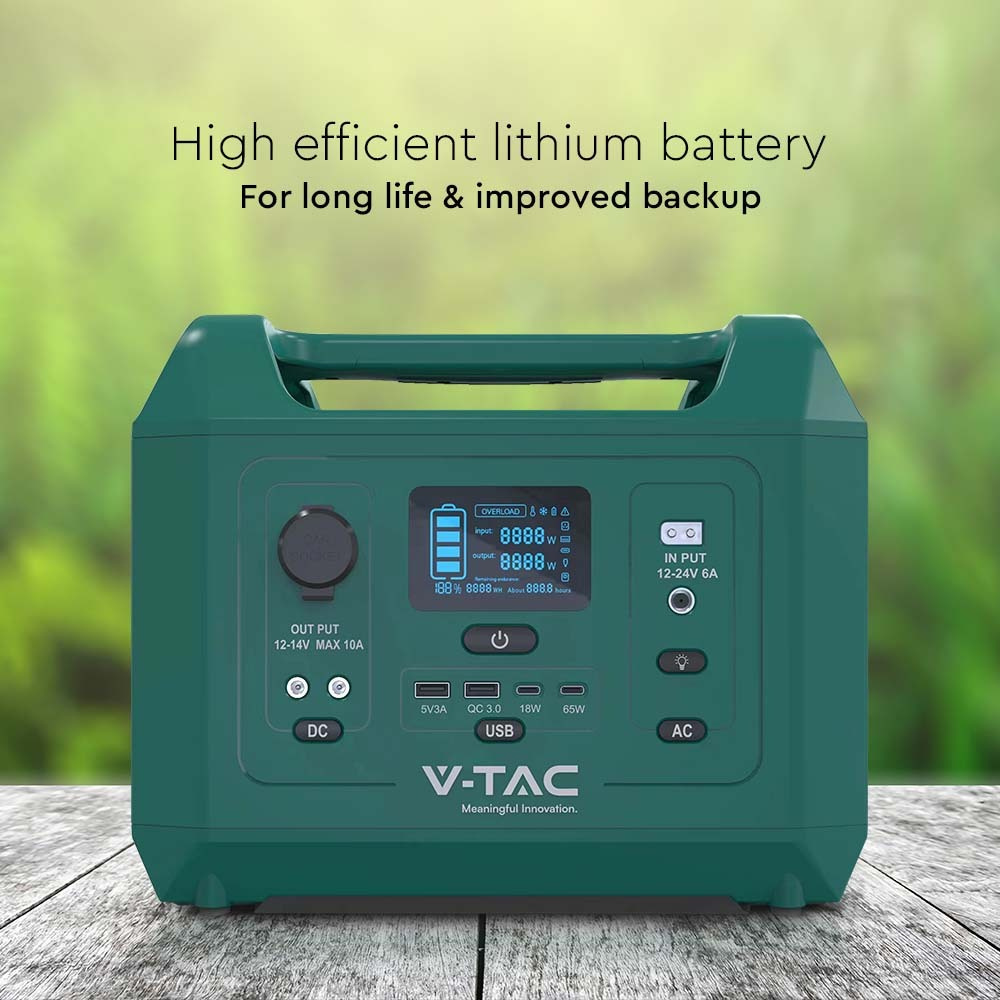 V-TAC LiFePO4-Stromspeicher VT-303N mit 288 Wh und 300 W Ausgangsleistung, 20 Ah/14,8 V