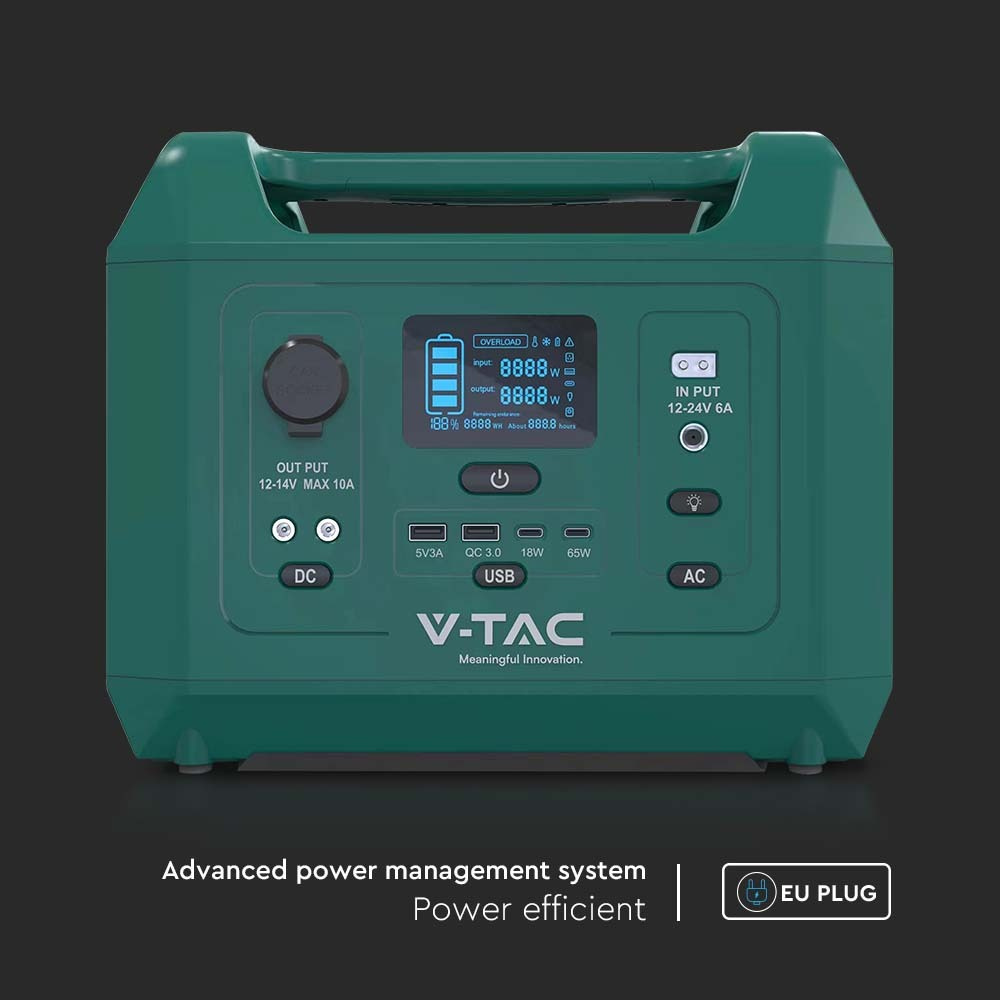 V-TAC LiFePO4-Stromspeicher VT-303N mit 288 Wh und 300 W Ausgangsleistung, 20 Ah/14,8 V