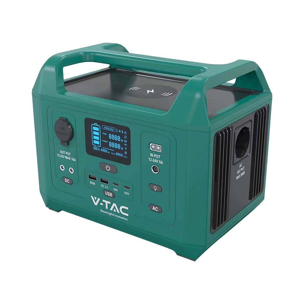 V-TAC LiFePO4-Stromspeicher VT-303N mit 288 Wh und 300 W Ausgangsleistung, 20 Ah/14,8 V