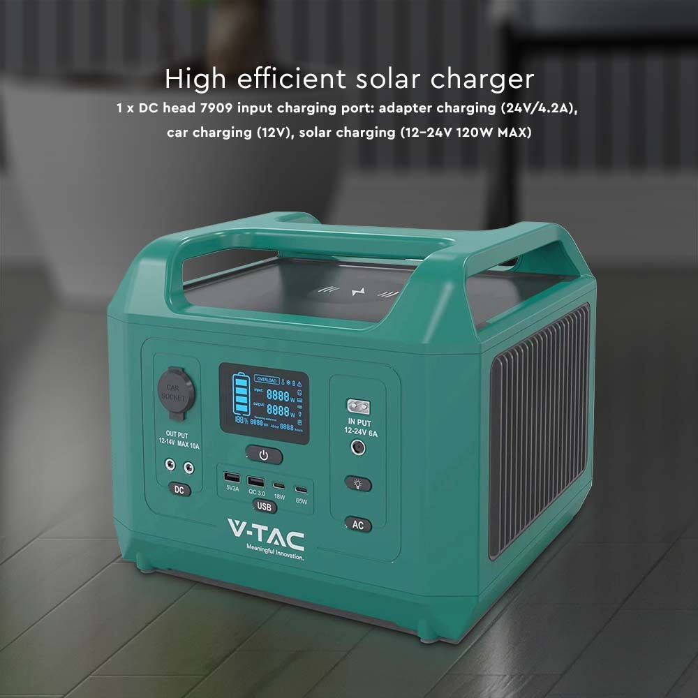 V-TAC LiFePO4-Stromspeicher VT-606N mit 576 Wh und 600 W Ausgangsleistung, 26,2 Ah/21,6 V