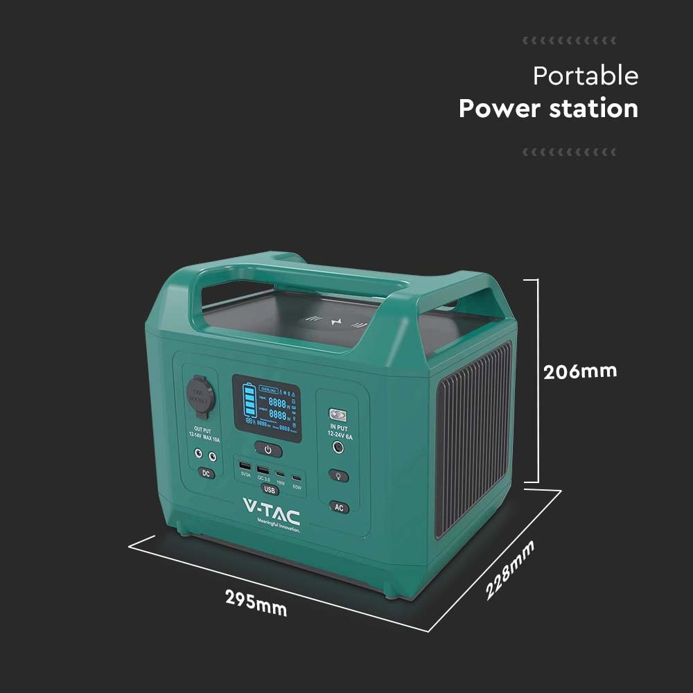 V-TAC LiFePO4-Stromspeicher VT-606N mit 576 Wh und 600 W Ausgangsleistung, 26,2 Ah/21,6 V