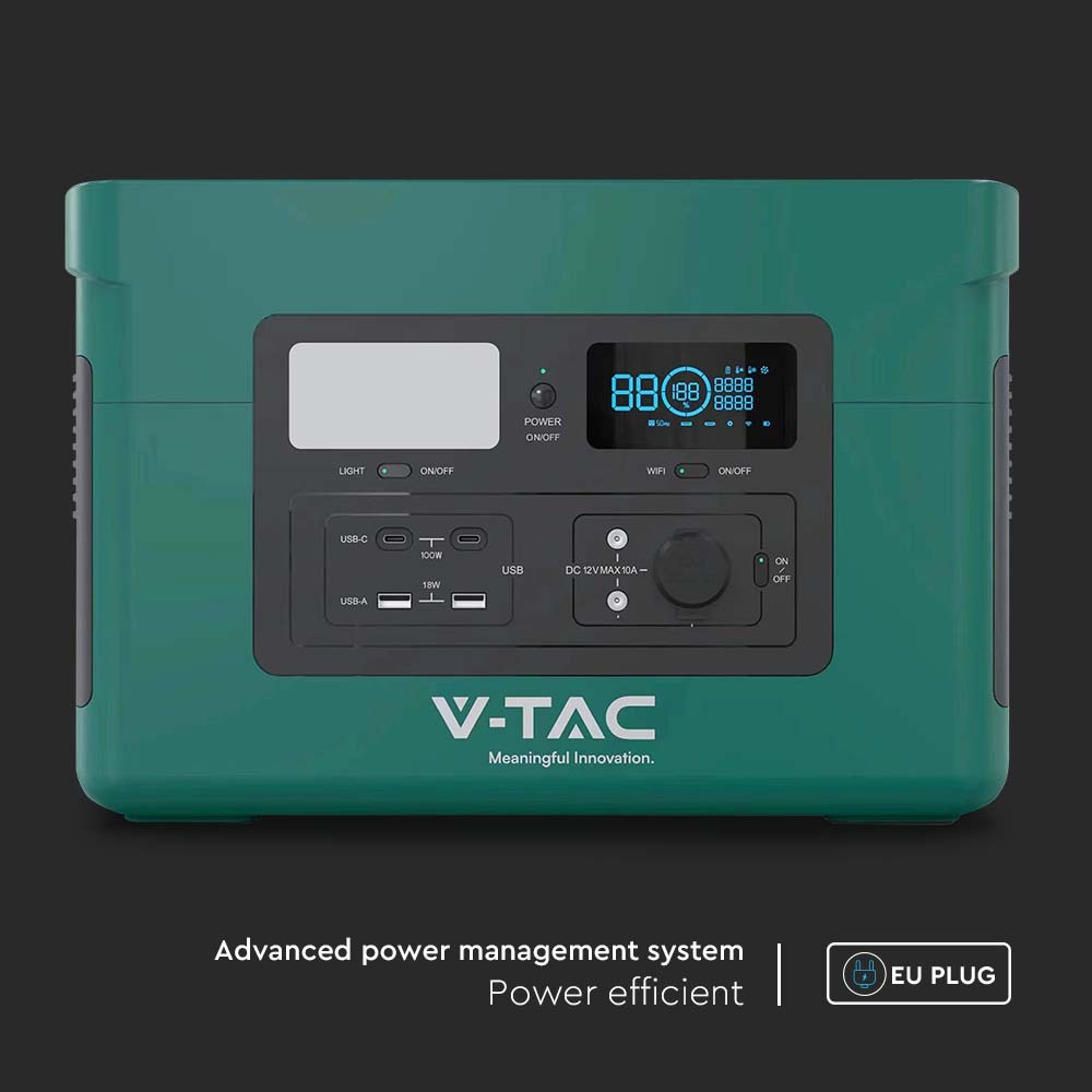 V-TAC LiFePO4-Stromspeicher VT-1001N mit 1024 Wh und 1000 W Ausgangsleistung, 46,9 Ah/22,4 V