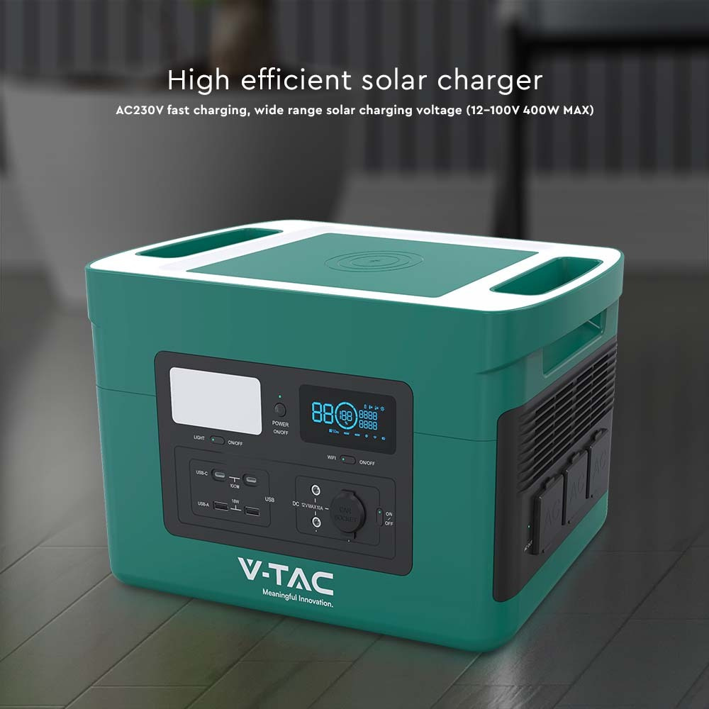 V-TAC LiFePO4-Stromspeicher VT-1001N mit 1024 Wh und 1000 W Ausgangsleistung, 46,9 Ah/22,4 V