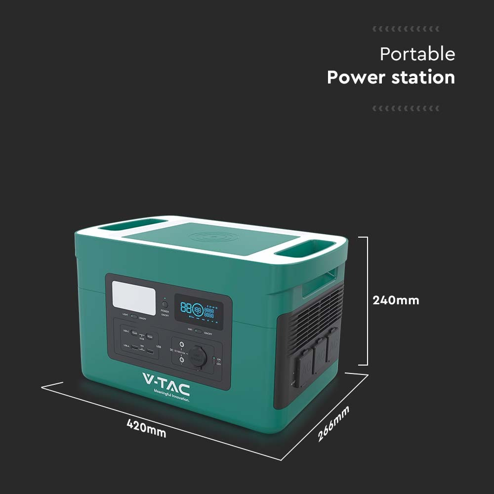 V-TAC LiFePO4-Stromspeicher VT-1001N mit 1024 Wh und 1000 W Ausgangsleistung, 46,9 Ah/22,4 V