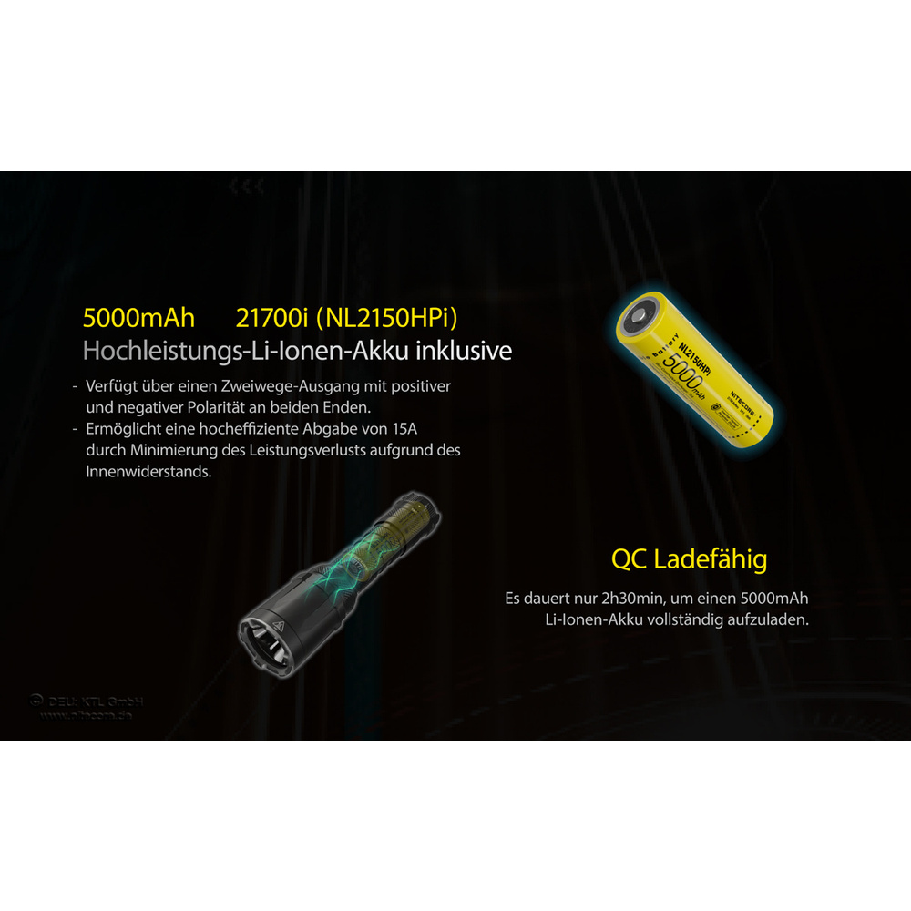 Nitecore Akku-LED-Taschenlampe SRT7i, max. 3000 lm, stufenlos einstellbar, Schlaglünette