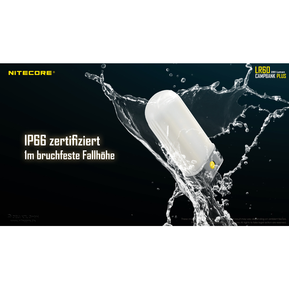 Nitecore 3-in-1-LED-Campingleuchte LR60, max. 280 lm, Powerbank-Funktion, Akkuladefunktion, IP66