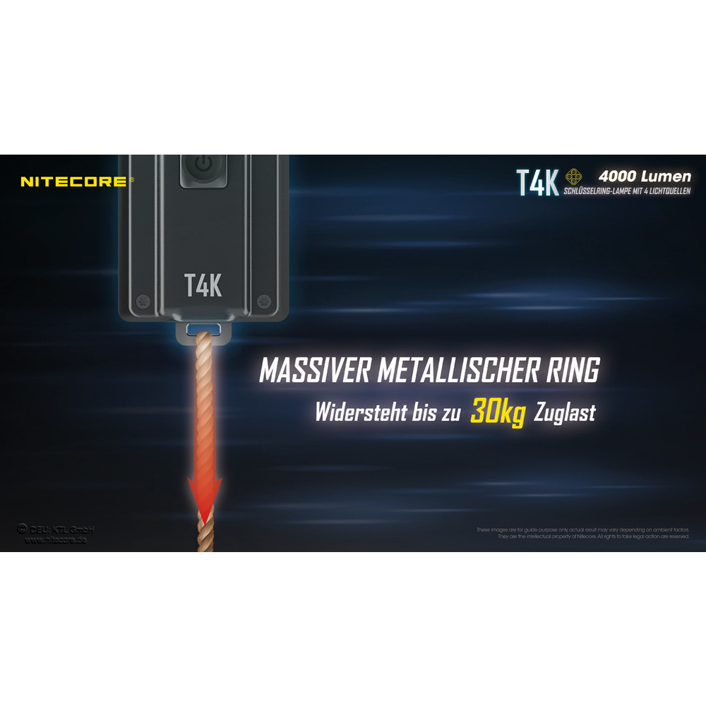 Nitecore Akku-LED-Schlüsselbundleuchte T4K, max. 4000 lm, 209 m Leuchtweite, OLED-Display, IP54