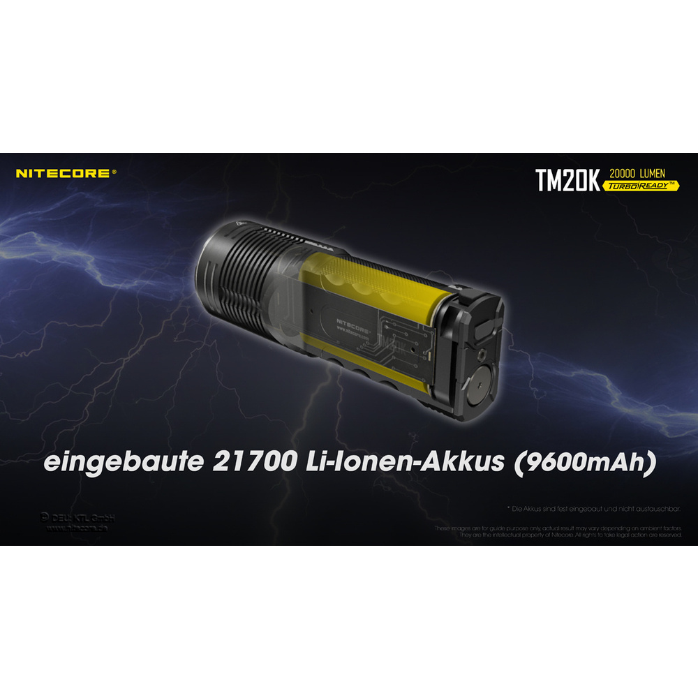 Nitecore Akku-LED-Taschenlampe TM20K, max. 20.000 lm, 290 m Reichweite, Flutlichtmodus, IP68