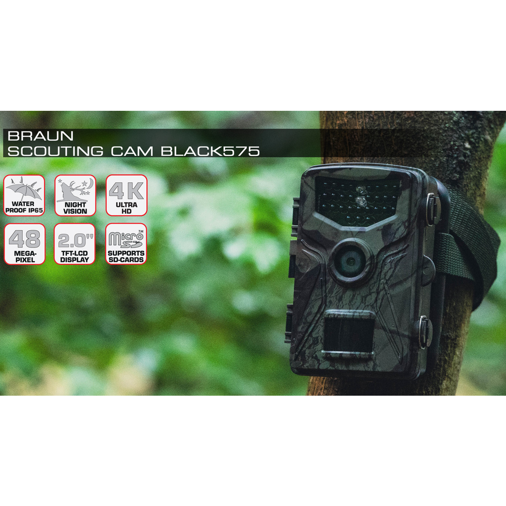 Braun Fotofalle / Wildkamera BLACK575, 4K, unsichtbarer IR-Blitz mit 940 nm, IP65