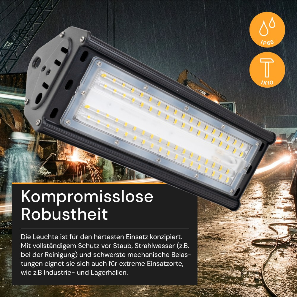 ENOVALITE 50-W-LED-Strahler Linear-HighBay 50, 6000 lm, 120 lm/W, 5000 K, neutralweiß, IP65