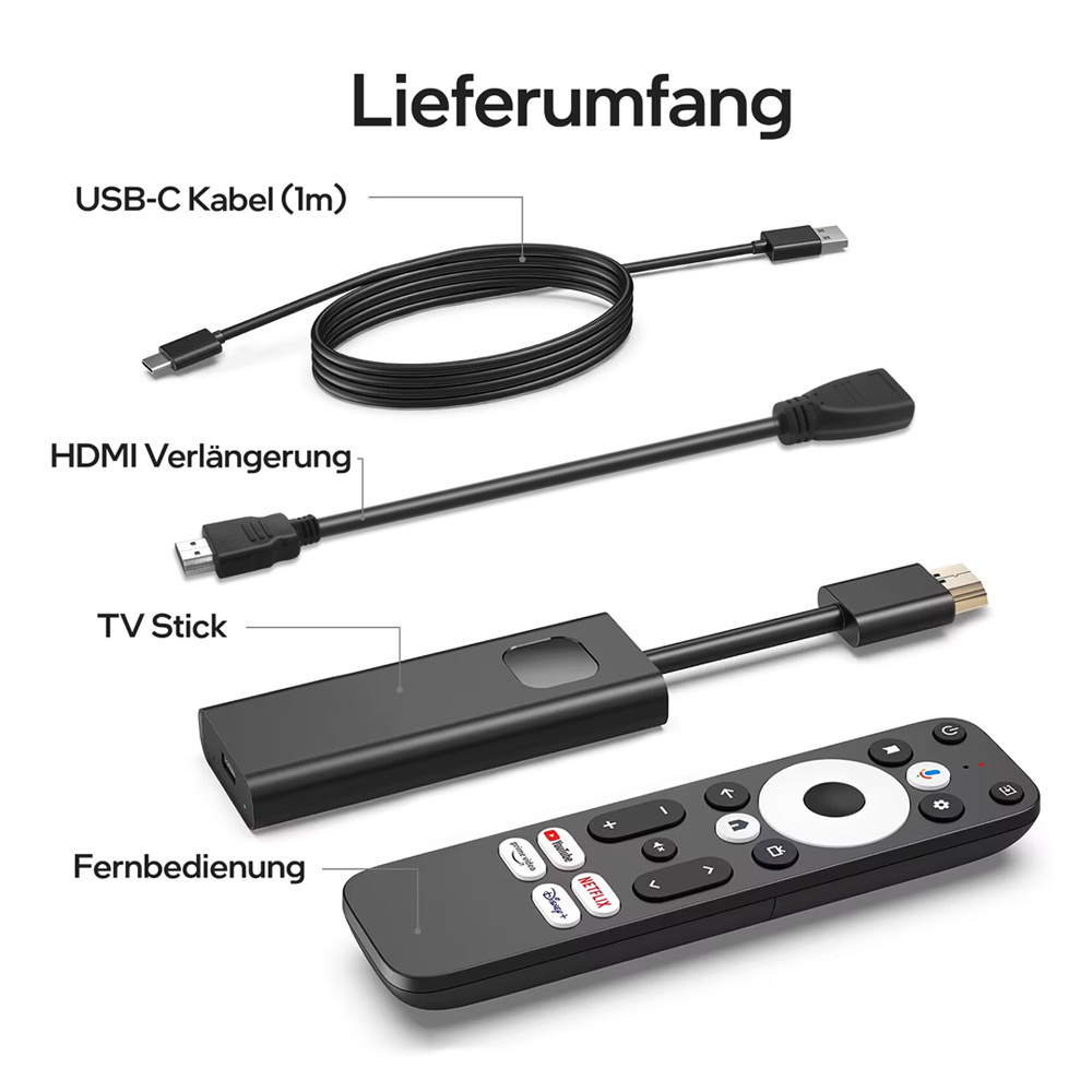 Orbsmart Android-TV-Stick Dcolor GD1, Android 11, 4K-Streaming, HDR, Sprachsteuerung