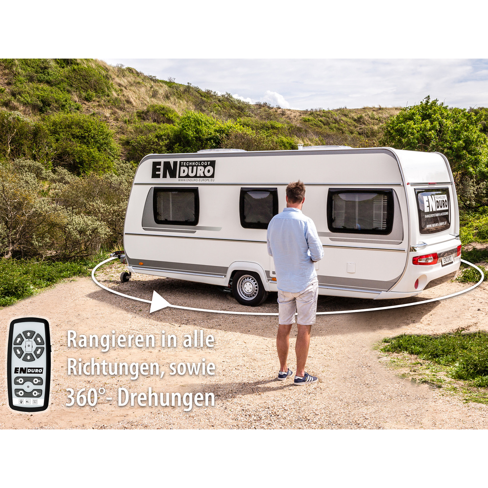 Enduro Caravan-Rangierhilfe EM303A Plus, für ein- & doppelachsige Anhänger, Automatik-Rollen