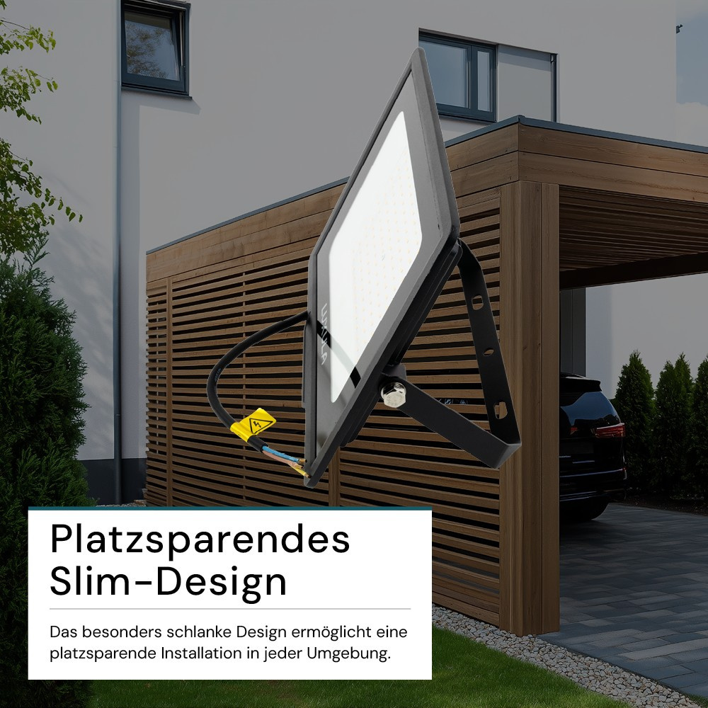LUXULA 100-W-LED-Flutlichtstrahler, 10000 lm, 100 lm/W, 3000 K, warmweiß, IP65