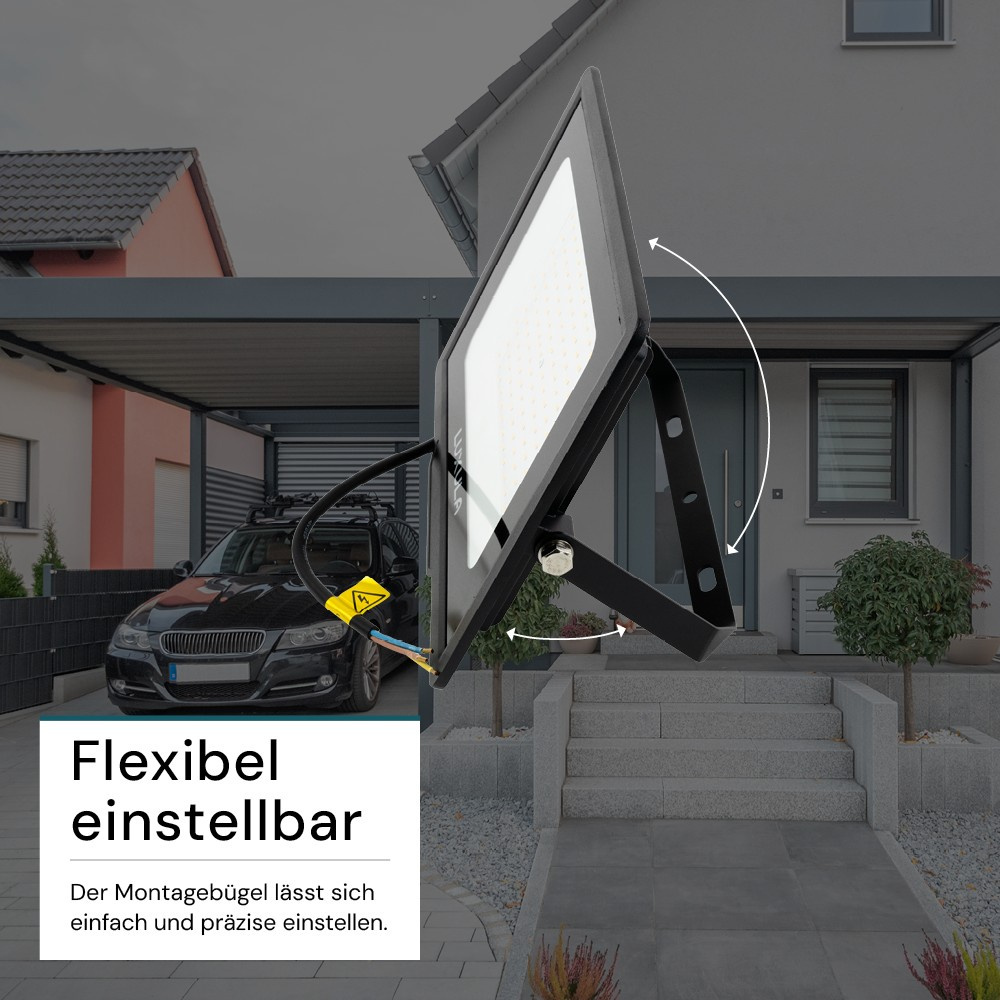 LUXULA 100-W-LED-Flutlichtstrahler, 10000 lm, 100 lm/W, 3000 K, warmweiß, IP65