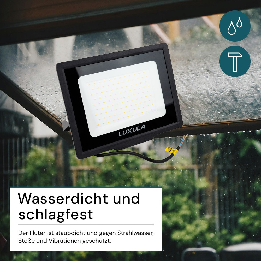 LUXULA 100-W-LED-Flutlichtstrahler, 10000 lm, 100 lm/W, 4000 K, neutralweiß, IP65