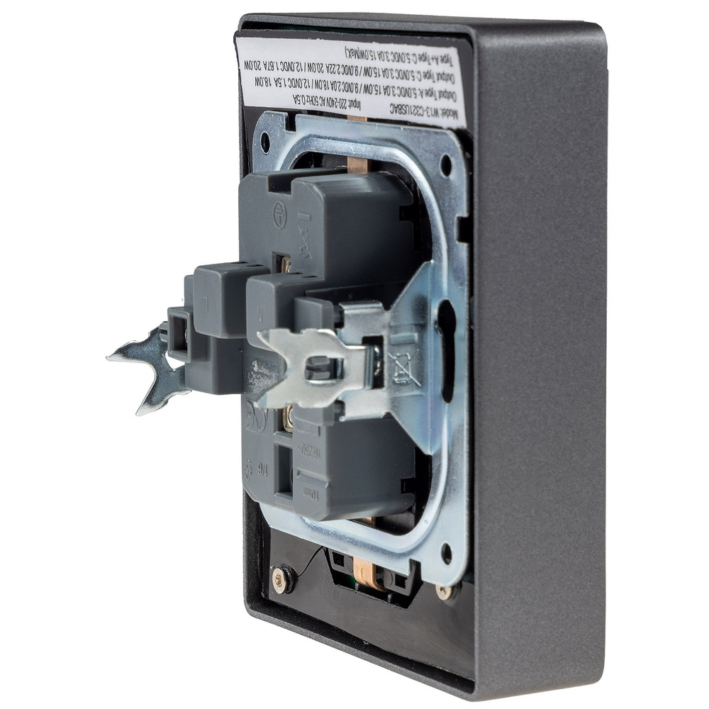 MILOS Unterputz-Schutzkontakt-Steckdose 2-fach 250V~/ 16A, 1x UP, USB A+C/PD, anthrazit