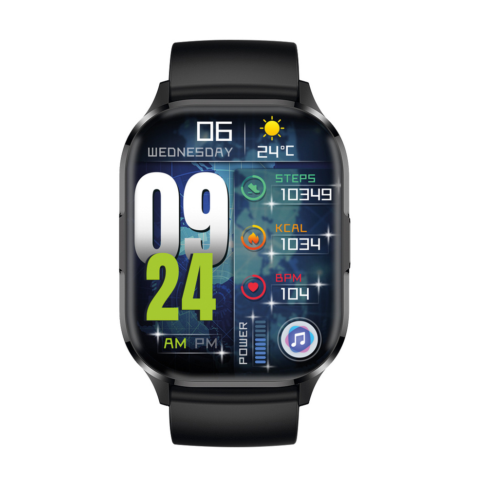 FontaFit AMOLED-Smartwatch Mento, schwarz, 5,1-cm-Display, SPO2, BT 5.3, Splitscreen-Funktion, IP67