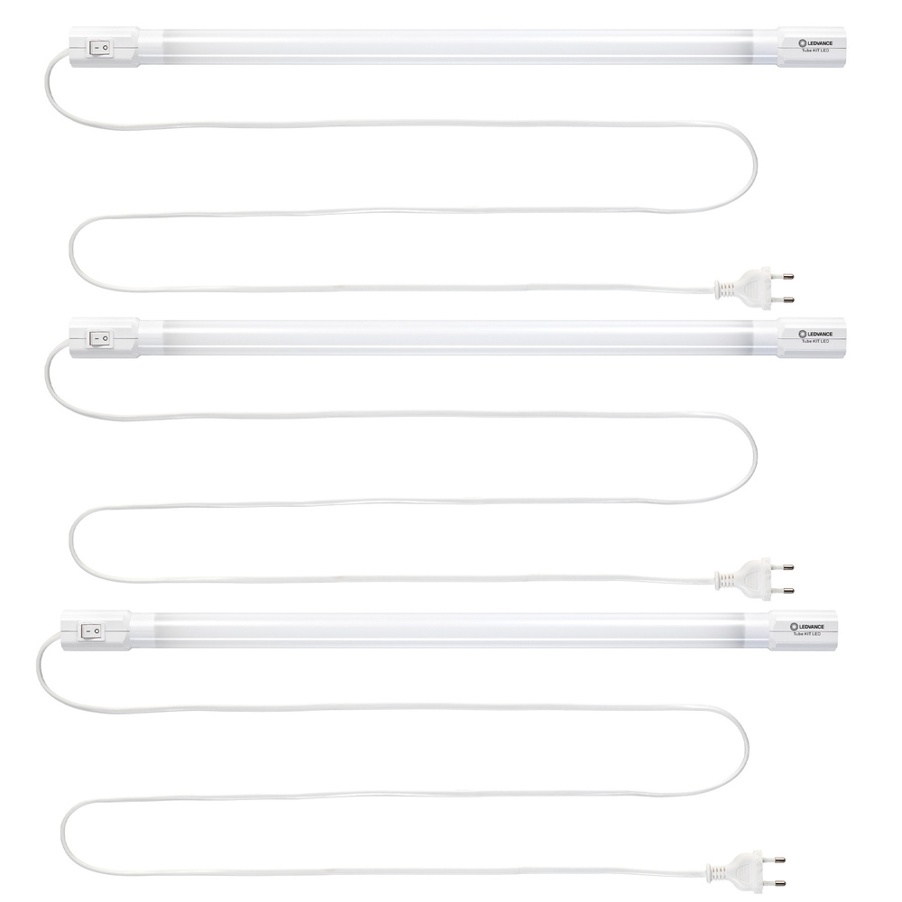 LEDVANCE 3er-Set 19-W-LED-Leuchte TubeKit 1200, 3000 K, 1,8-m-Zuleitung und An-/Aus-Schalter, 120 cm