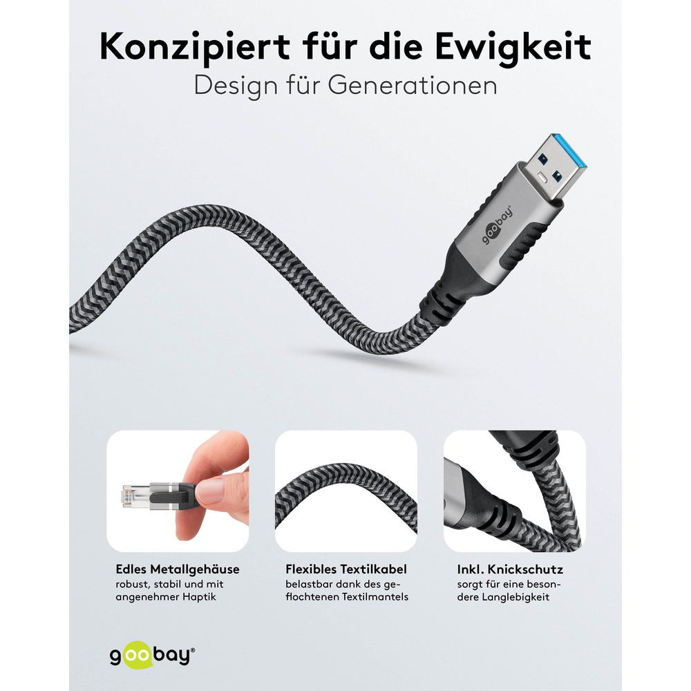 goobay Ethernet-Kabel USB-A 3.0 auf RJ45, 1 m