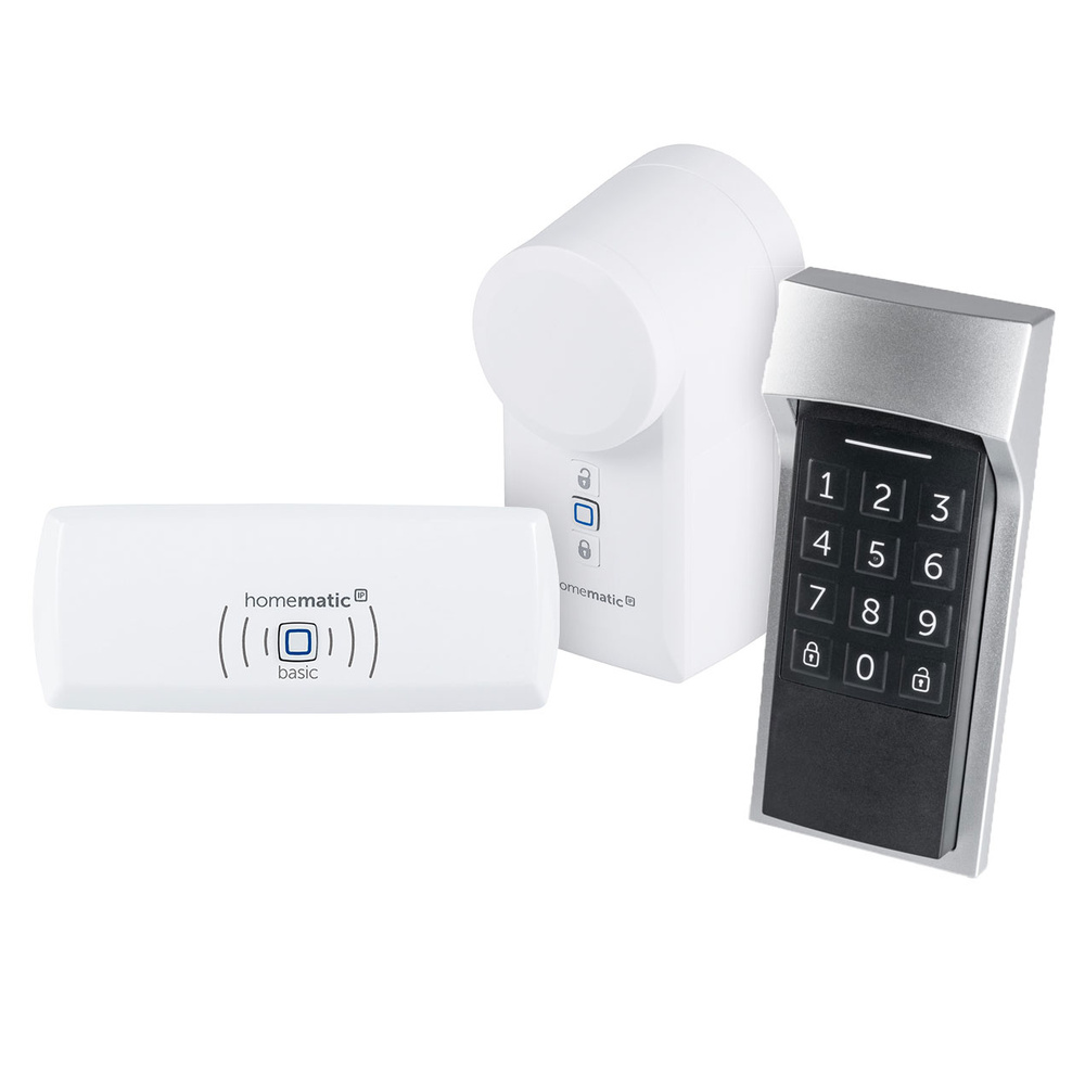 Homematic IP Smart Home Set Zutritt Basic, mit Access Point -basic, Keypad und Türschlossantrieb